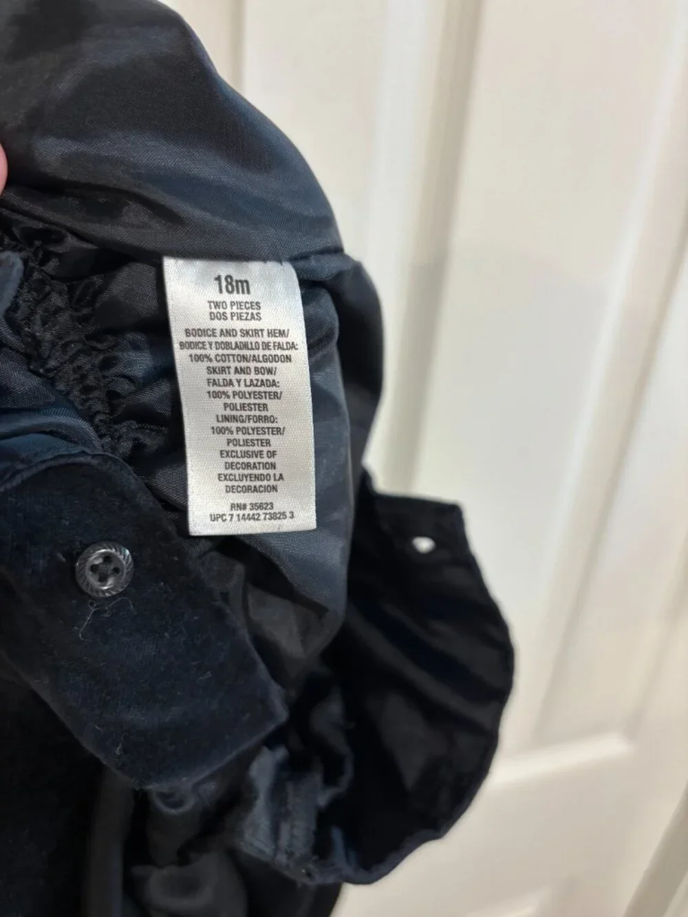 Carter's Holiday Special Occasion Dress Black Velvet Satin Girl's 18m